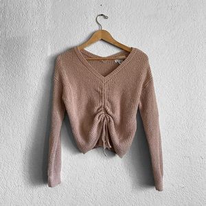 Drawstring Ruched Front Sweater